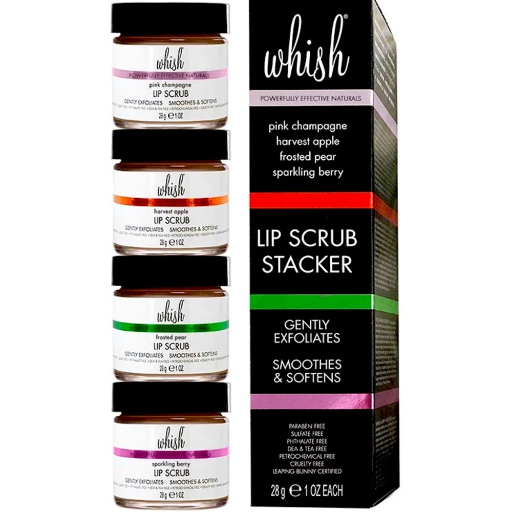 WHISH Lip Scrub Mega Stacker 4 Full size lip scrubs (New)